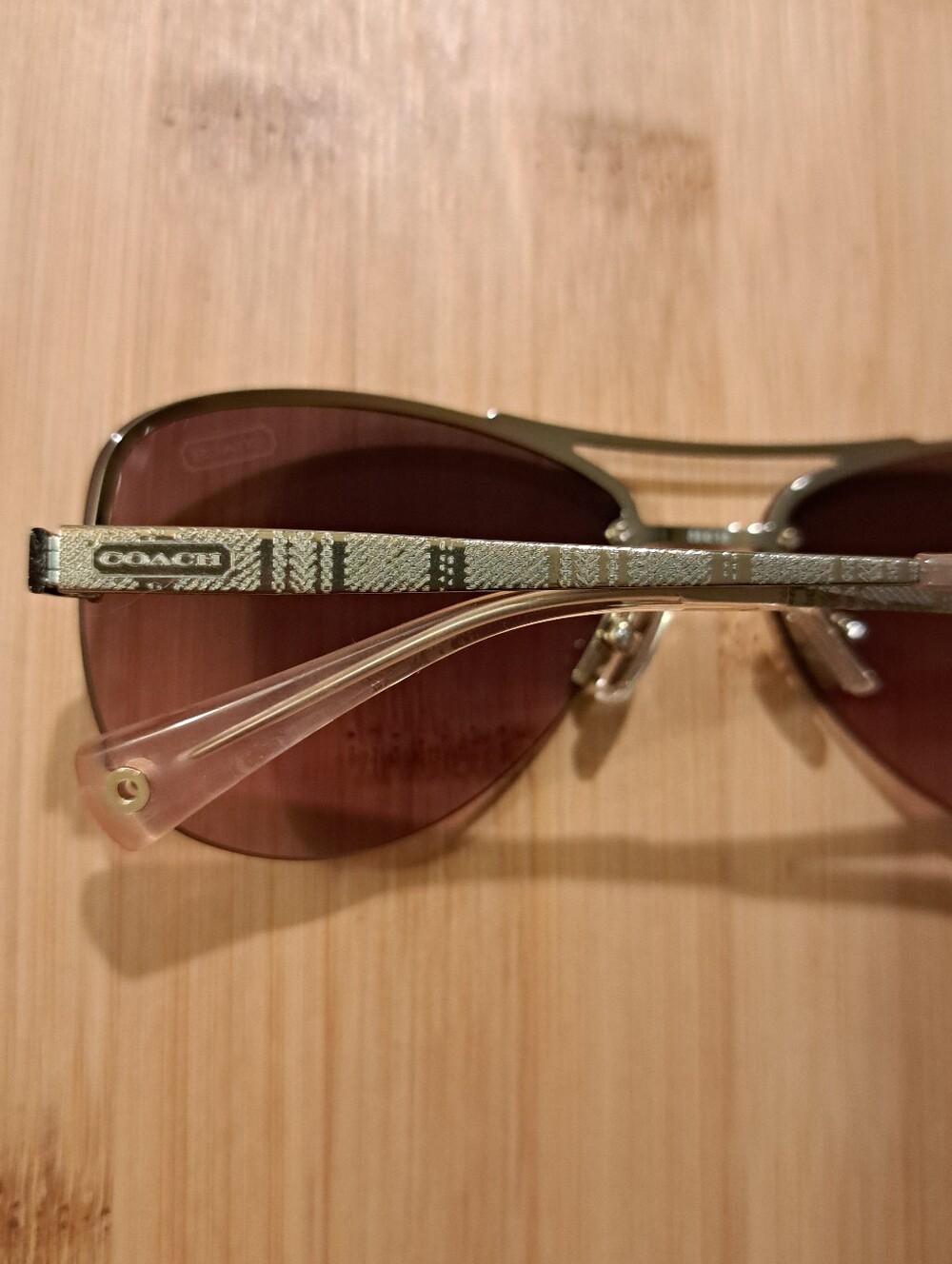 ππCOACH Jasmine Aviator Sunglasses In Pink Crystal Gold W/ Case And Dust Cloth - Picture 10 of 15